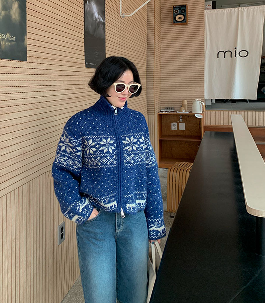 雪花ニットジップアップ