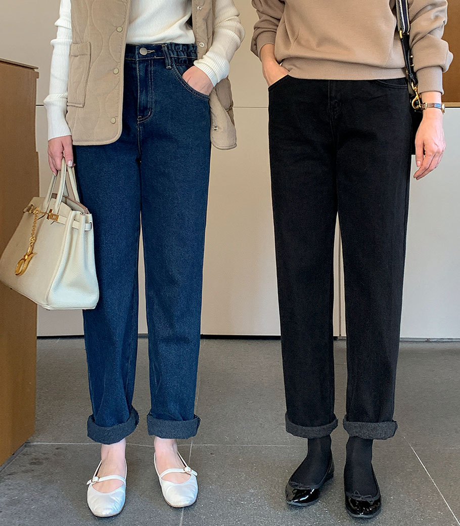 カジュアル起毛デニムパンツ