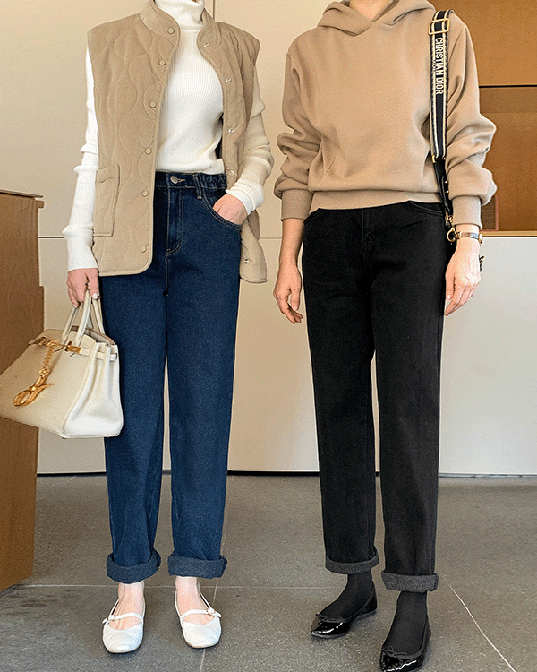 カジュアル起毛デニムパンツ