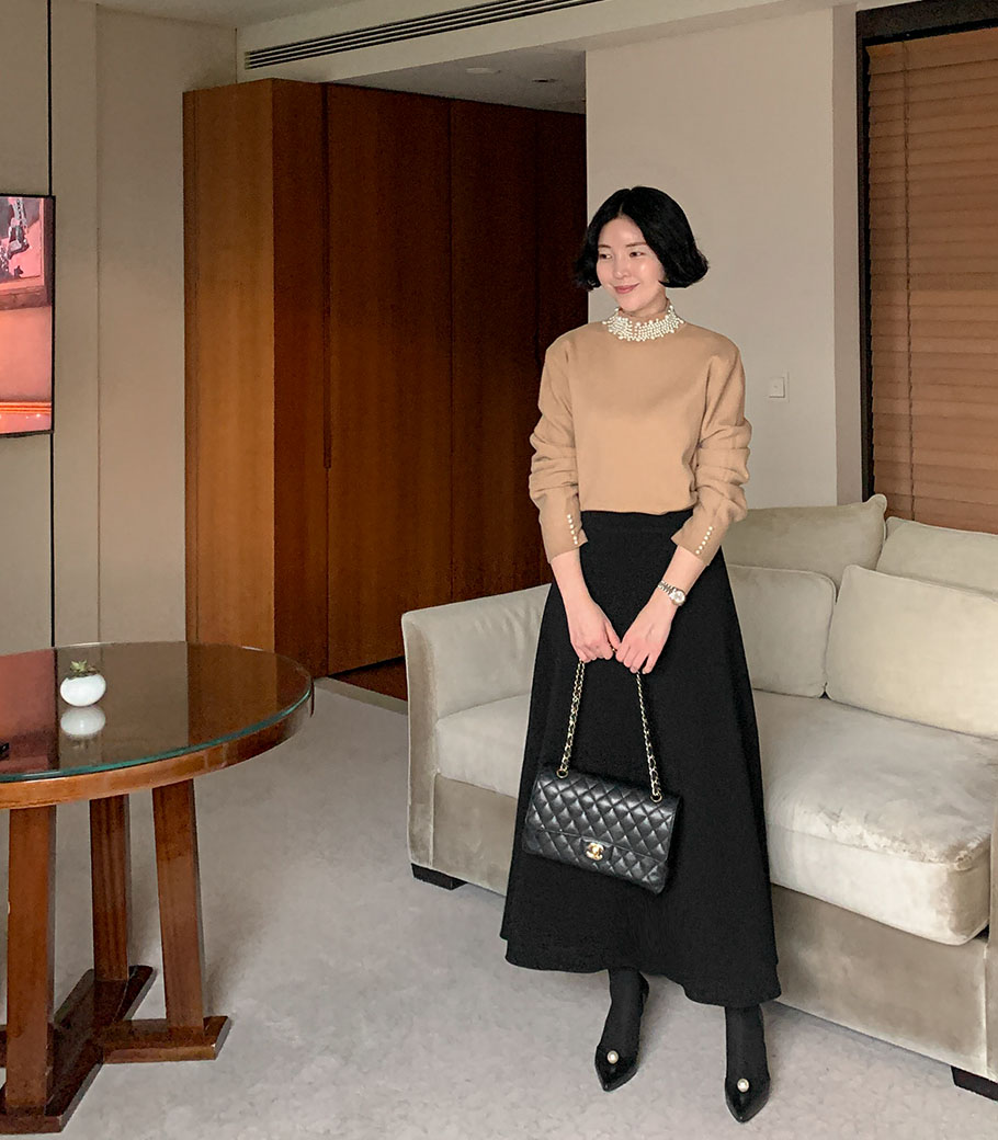 モダンフレアロングスカート