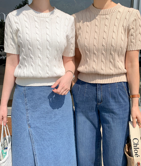 コットンクルーラー半そでニット