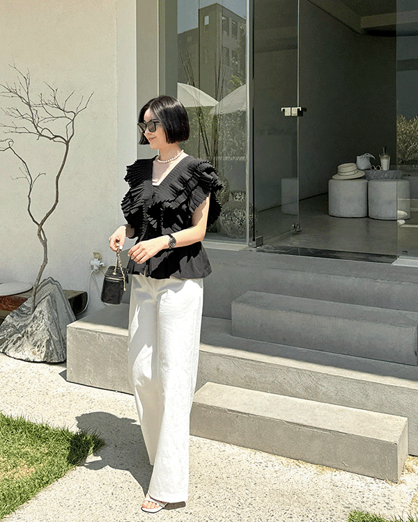 プリッツ フリル ブラウス