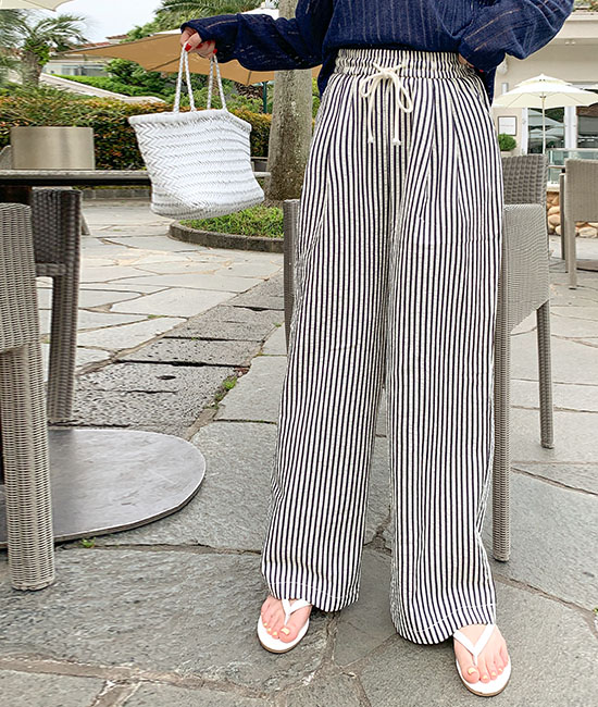 ストライプバンディングパンツ