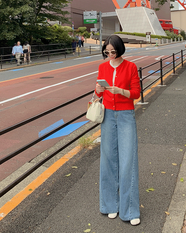 リアルジン - 斜線ワイドデニムパンツ