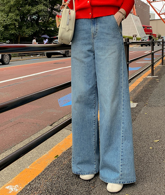 リアルジン - 斜線ワイドデニムパンツ