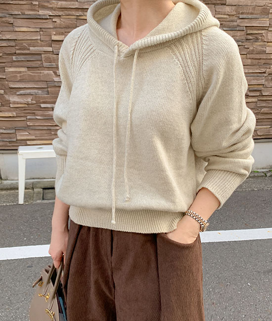 ウールフードニット
