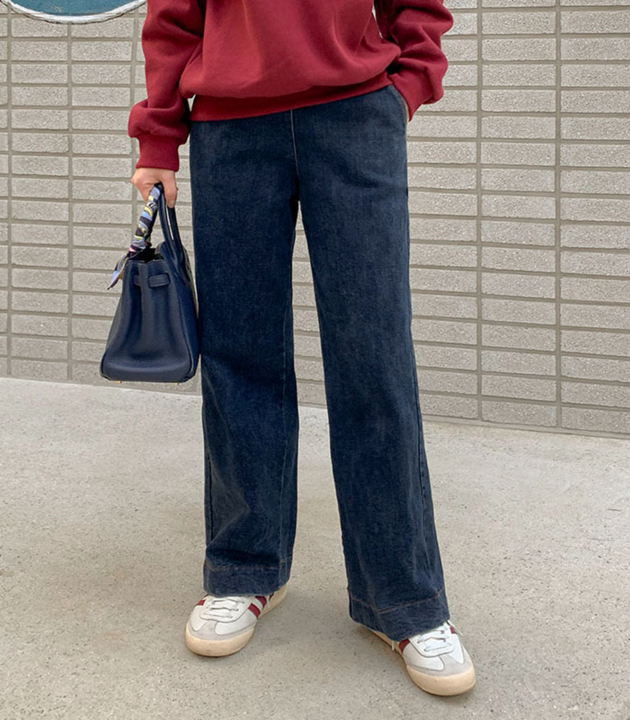グッドスパンストレートデニムパンツ-起毛ver.