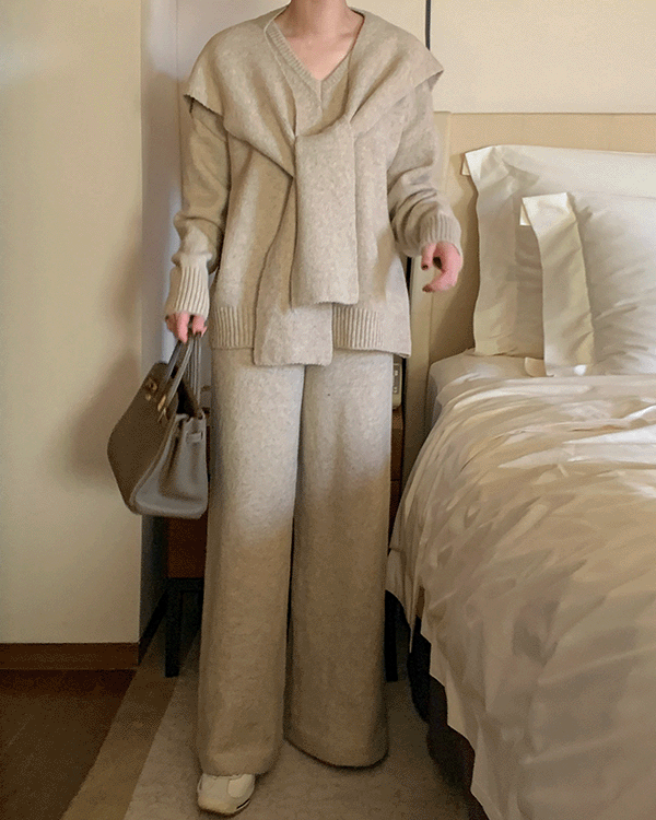 マフラーニットパンツセット