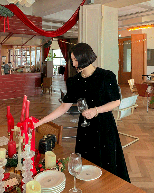 ベルベット真珠ワンピース