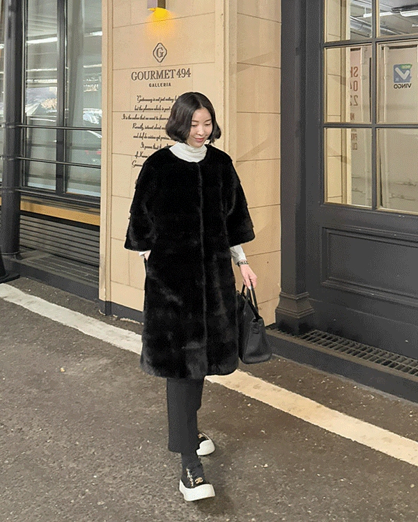 ラインミンクパー5部ロングコート