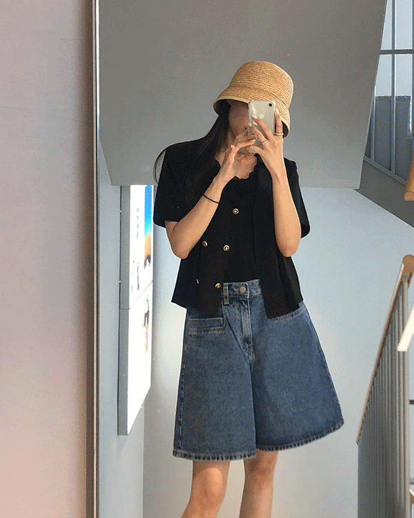 フレア4部デニムパンツ