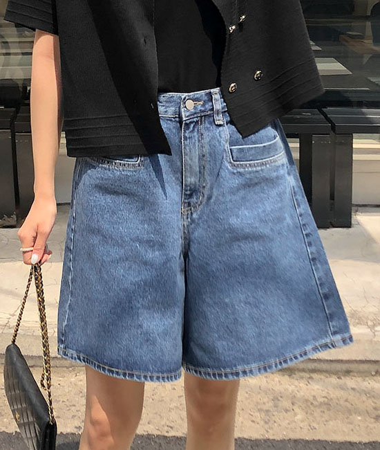 フレア4部デニムパンツ