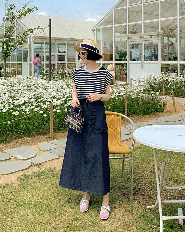 프릴 데님 스카트