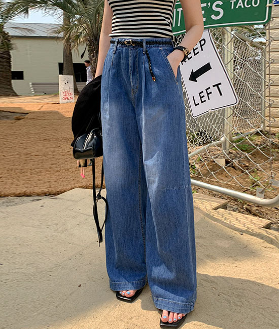 サマーピンタックデニムパンツ