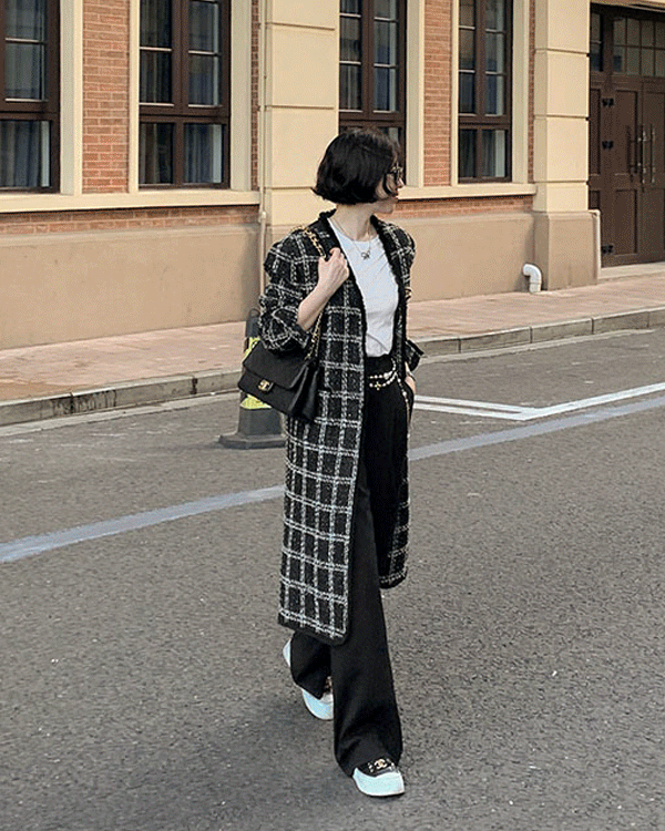 ルマイン - ラックスツイードロングコート