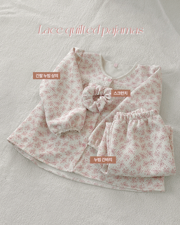 퀼팅 부이넥 플라워 나이트웨어