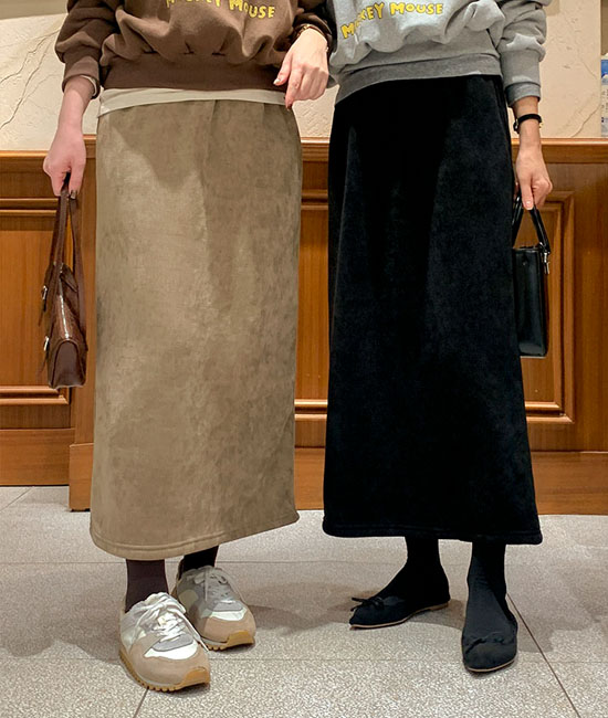 楽なベロア起毛スカート
