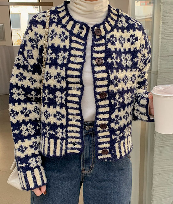 雪花 パタン カーディガン