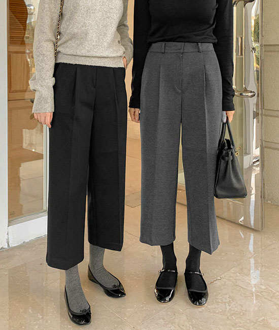 毛織 8部 ストレートパンツ