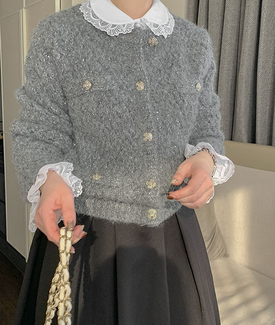 海里 スペンコール ウールカーディガン