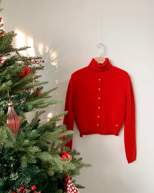 ウール100 真珠 カーディガン