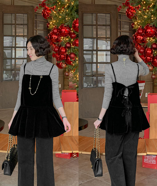 ベルベットレイヤード袖なし