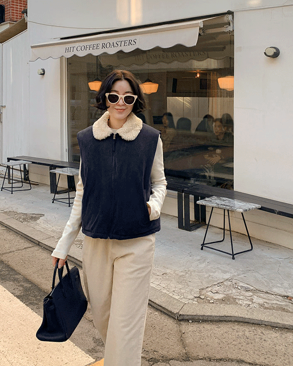 울 스웨이드 배딩 베스트