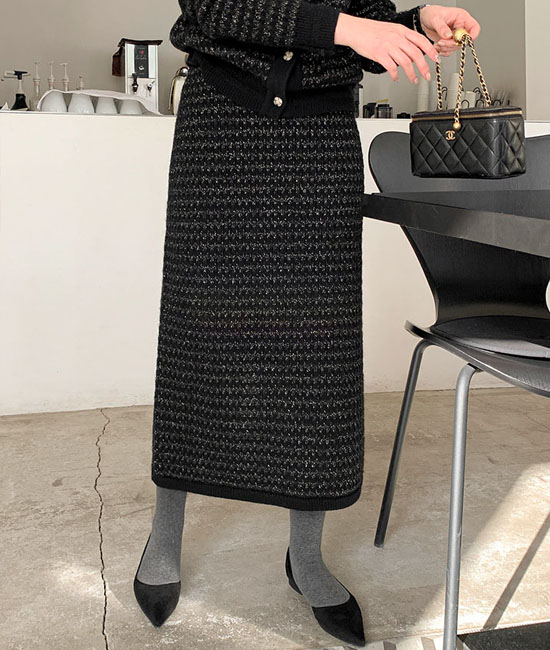 シャインツイードニットスカート