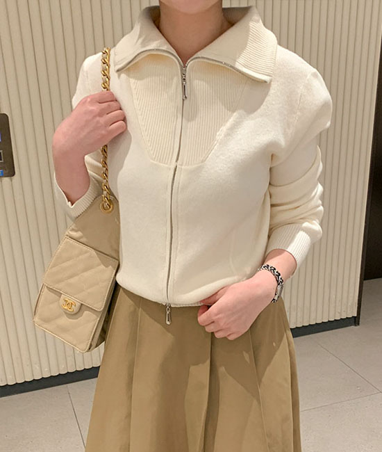 ツーウェイセーラーニットジップアップ