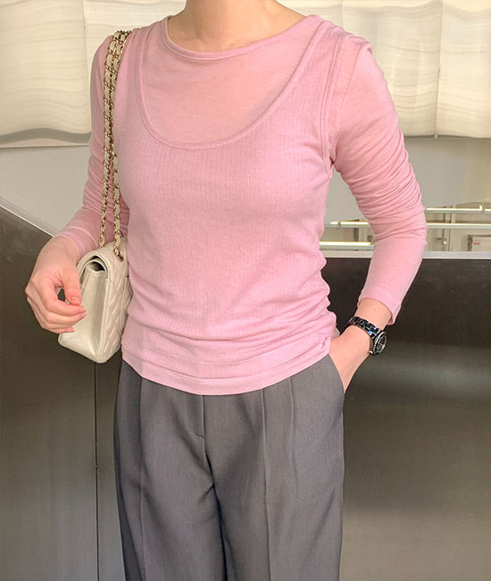 レイヤード袖なし長袖セット