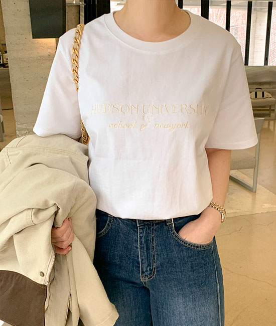 ニューヨーク刺繍半そでティー