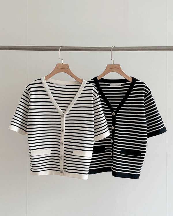 ストライプボタンカーディガン