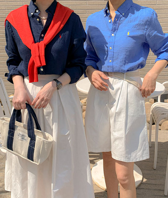 【ココブラック単独】ポロラルフローレンベーシックリネンシャツボーイズ