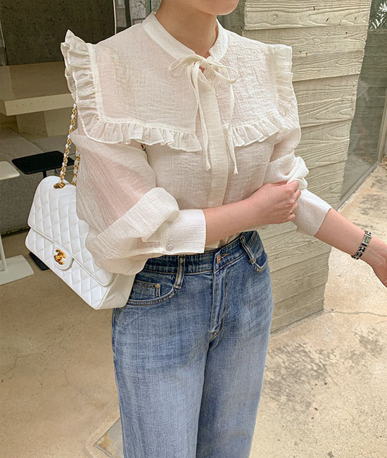 ルマイン - カラーフリルブラウス