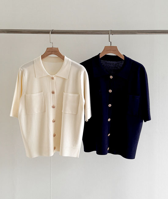 高級美ボタン半そでカーディガン