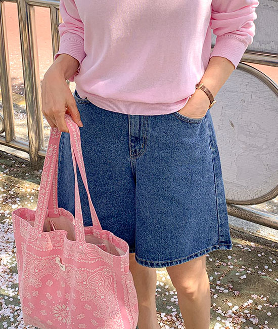 サンドデニム4部パンツ