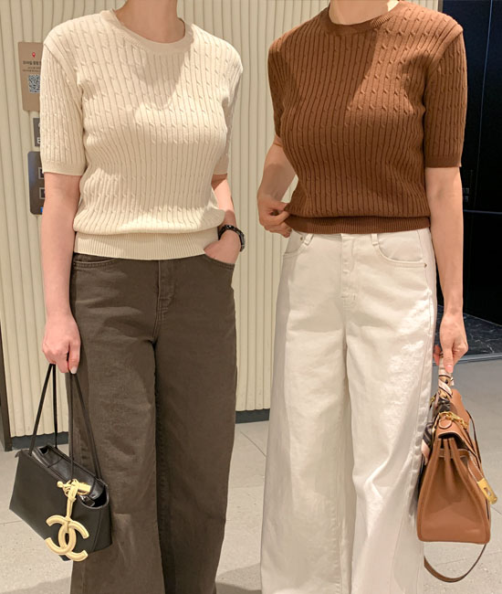 秋クルーラー5部ニット