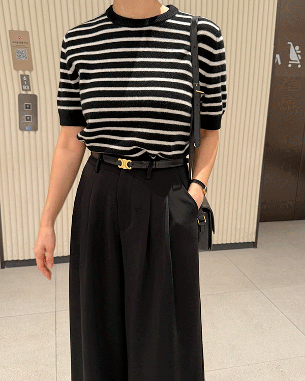 울100 ストライプ半そでニット